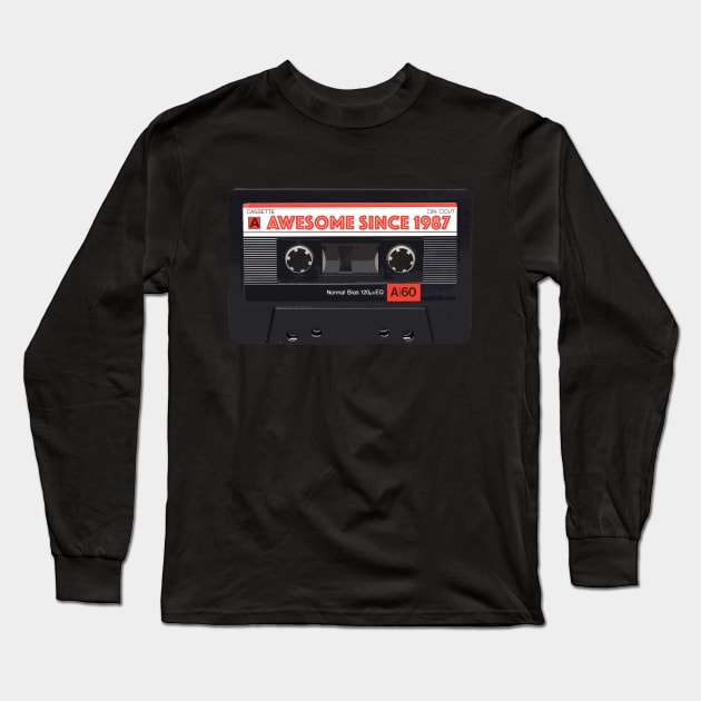 Classic Cassette Tape Mixtape - Awesome Since 1987 Birthday Gift Long Sleeve T-Shirt by DankFutura